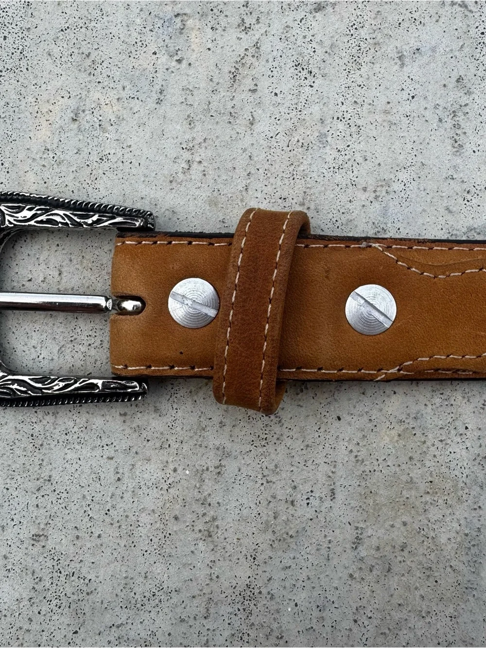 KIDS Tan Leather Belt with Silver Conchos